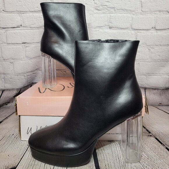 Wild Pair Charlee Lucite Bottom Platform Booties - Picture 1 of 9